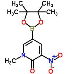 1-Methyl-3-nitro-5-(4,4,5,5-tetramethyl-1,3,2-dioxaborolan-2-yl)-2(1H)-pyridinone结构式