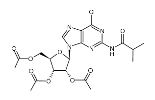 (2R,3R,4R,5R)-2-(acetoxymethyl)-5-(6-chloro-2-isobutyramido-9H-purin-9-yl)tetrahydrofuran-3,4-diyl diacetate Structure