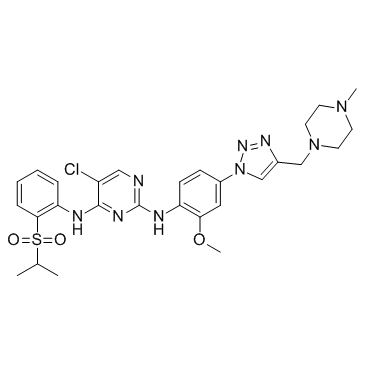 5-chloro-2-N-[2-methoxy-4-[4-[(4-methylpiperazin-1-yl)methyl]triazol-1-yl]phenyl]-4-N-(2-propan-2-ylsulfonylphenyl)pyrimidine-2,4-diamine结构式