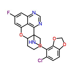 N-(5-CHLOROBENZO[D][1,3]DIOXOL-4-YL)-7-FLUORO-5-((TETRAHYDRO-2H-PYRAN-4-YL)OXY)QUINAZOLIN-4-AMINE Structure