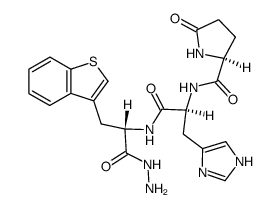 3-benzo[b]thiophen-3-yl-2-[Nα-(5-oxo-prolyl)-histidylamino]-propionic acid hydrazide结构式