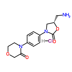 4-[4-[(5S)-5-(氨基甲基)-2-氧代-3-恶唑烷基]苯基]-3-吗啉酮盐酸盐结构式