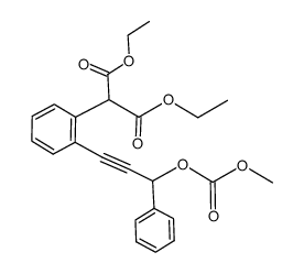 3-(2-(di(ethoxycarbonyl)methyl)phenyl)-1-phenylprop-2-ynyl methyl carbonate结构式