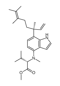 Methyl N-methyl-N-<7-<(S)-3,6,7-trimethyl-1,6-octadien-3-yl>-4-indolyl>-L-valinate结构式