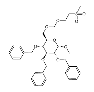 methyl 2,3,4-tri-O-benzyl-6-O-(methylsulfonyl)ethoxymethyl-α-D-glucopyranoside Structure