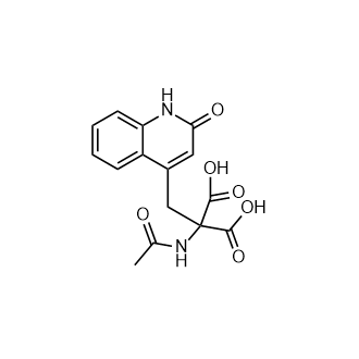 2-Acetamido-2-((2-oxo-1,2-dihydroquinolin-4-yl)methyl)malonicacid Structure