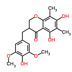 5,7-Dihydroxy-3-(4-hydroxy-3,5-dimethoxybenzyl)-6,8-dimethylchroman-4-one structure