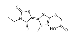 [[5-(3-ethyl-4-oxo-2-thioxothiazolidin-5-ylidene)-4,5-dihydro-4-methyl-1,3,4-thiadiazol-2-yl]thio]acetic acid Structure