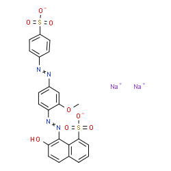 7-Hydroxy-8-[[2-methoxy-4-[(4-sodiosulfophenyl)azo]phenyl]azo]naphthalene-1-sulfonic acid sodium salt结构式