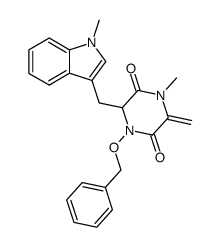 1-(benzyloxy)-2,5-dioxo-3-methylene-4-methyl-6-[(N-methylindol-3-yl)methyl]piperazine结构式