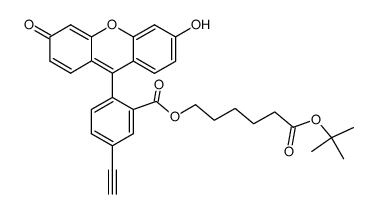5-ethynylfluorescein-(5-tert-butoxycarbonyl)pentyl ester Structure