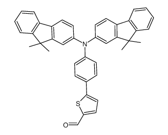5-[N,N-bis(9,9-dimethylfluoren-2-yl)-4-aminophenyl]-thiophene-2-carbaldehyde结构式