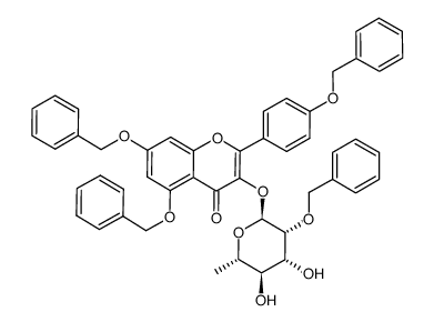 4',5,7-tri-O-benzyl-kaempferol 3-O-(2''-O-benzyl-α-L-rhamnopyranoside) Structure