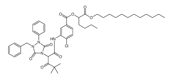 4-CHLORO-3-[2-(1-BENZYL-3,5-DIOXO-2-PHENYL-1,2,4-TRIAZOLIDIN-4-YL)-4,4-DIMETHYL-3-OXOVALERYAMINO]BENZOIC ACID 1-(DODECYLOXYCARBONYL)PENTYL ESTER结构式