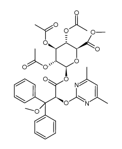 (2S,3R,4S,5S,6S)-2-((S)-2-(4,6-dimethylpyrimidin-2-yloxy)-3-methoxy-3,3-diphenylpropanoyloxy)-6-(methoxycarbonyl)tetrahydro-2H-pyran-3,4,5-triyl triacetate结构式