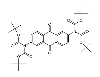 di-tert-butyl (9,10-dioxo-9,10-dihydroanthracene-2,6-diyl)bis(tert-butoxycarbonylcarbamate)结构式