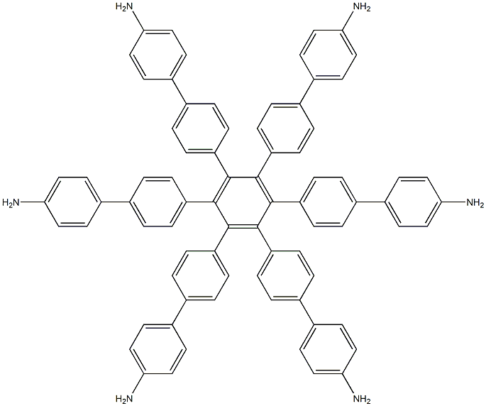 3'',4'',5'',6''-Tetrakis(4'-amino[1,1'-biphenyl]-4-yl)-[1,1':4',1'':2'',1''':4''',1''''-Quinquephenyl]-4,4''''-diamine Structure