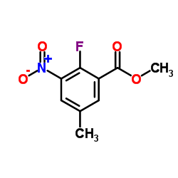 2-氟-5-甲基-3-硝基苯甲酸甲酯结构式