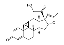 9,11β-epoxy-21-hydroxy-2'-methyl-(9β,16β)-pregna-1,4-dieno[17,16-d]oxazole-3,20-dione结构式