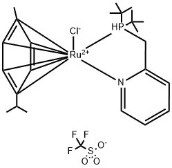 氯(p-伞花烃)[2-[(二-叔丁基膦基)甲基]吡啶]钌(II)三氟甲磺酸盐结构式