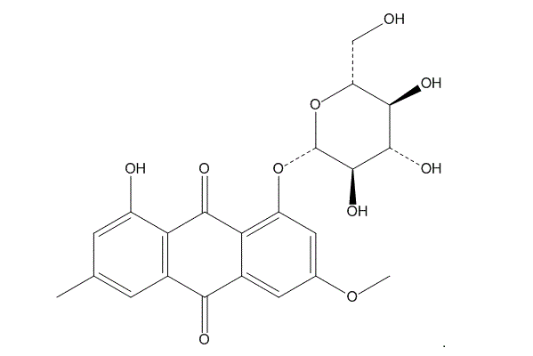 大黄素甲醚-8-O-葡萄糖苷结构式