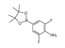2,6-二氟-4-(4,4,5,5-四甲基-1,3,2-二氧硼杂环戊烷-2-基)苯胺结构式