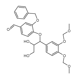 3-(benzyloxy)-4-(1-(3,4-bis(methoxymethoxy)phenyl)-2,3-dihydroxypropoxy)benzaldehyde结构式