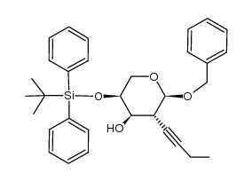 benzyl 2-C-(1-butynyl)-2-deoxy-4-O-(tert-butyldiphenylsilyl)-α-L-arabinopyranoside结构式