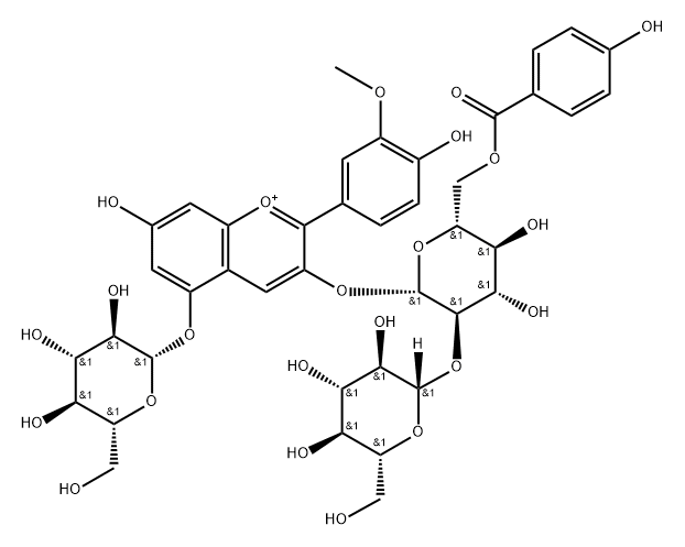 芍药色素-3-O-对羟基苯甲酰槐糖苷-5-O-Β-D-葡萄糖苷结构式