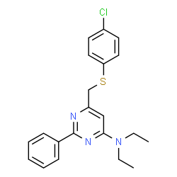 6-([(4-CHLOROPHENYL)SULFANYL]METHYL)-N,N-DIETHYL-2-PHENYL-4-PYRIMIDINAMINE结构式