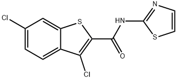 3,6-二氯-N-(噻唑-2-基)苯并[b]噻吩-2-甲酰胺结构式