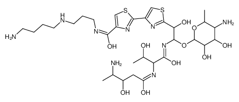 N-[3-(4-aminobutylamino)propyl]-2-[2-[2-(5-amino-3,4-dihydroxy-6-methyloxan-2-yl)oxy-2-[[2-[(4-amino-3-hydroxypentanoyl)amino]-3-hydroxybutanoyl]amino]-1-hydroxyethyl]-1,3-thiazol-4-yl]-1,3-thiazole-4-carboxamide Structure