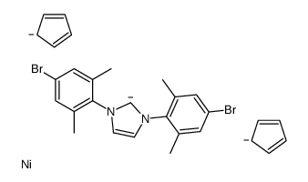 1,3-bis(4-bromo-2,6-dimethylphenyl)-2H-imidazol-2-ide,cyclopenta-1,3-diene,nickel Structure