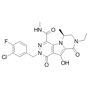 (6S)-2-[(3-氯-4-氟苯基)甲基]-8-乙基-1,2,6,7,8,9-六氢-10-羟基-N,6-二甲基-1,9-二氧代吡嗪并[1',2':1,5]吡咯并[2,3-d]哒嗪-4-甲酰胺结构式