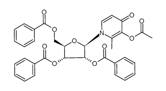 1-(2,3,5-tri-O-benzoyl-β-D-ribofuranosyl)-3-acetoxy-2-methyl-4-pyridone结构式