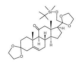 21-tert-Butyldimethylsilyloxy-3,3:20,20-bis(ethylenedioxy)-pregn-5-en-11-one结构式