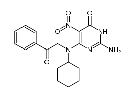2-amino-6-[cyclohexyl(2-oxo-2-phenylethyl)amino]-5-nitro-4(3H)-pyrimidinone Structure