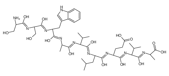 (4S)-4-[[(2S)-2-[[(2S)-2-[[(2S)-2-[[(2S)-2-[[(2S)-2-[[(2S)-2-amino-3-hydroxypropanoyl]amino]-3-hydroxypropanoyl]amino]-3-(1H-indol-3-yl)propanoyl]amino]propanoyl]amino]-3-methylbutanoyl]amino]-4-methylpentanoyl]amino]-5-[[(2S)-1-[[(1S)-1-carboxyethyl]amin Structure