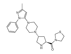 [(2S,4R)-4-[4-(3-甲基-1-苯基-1H-吡唑-5-基)-1-哌嗪基]-2-吡咯烷基]-3-噻唑烷基甲酮结构式