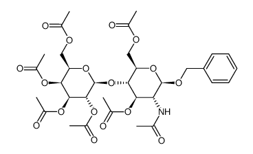 benzyl 2-acetamido-3,4-di-O-acetyl-2-deoxy-4-O-(2,3,4,6-tetra-O-acetyl-β-D-galactopyranosyl)-α-D-glucopyranoside Structure