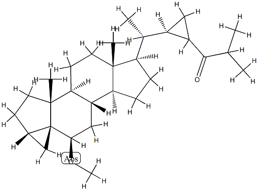 6β-Methoxy-3β,5α-cyclo-28,33-dinorgorgost-24-one Structure