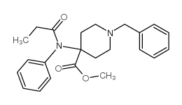 4-[(1-氧丙基)苯基氨基]-1-苄基-4-哌啶甲酸甲酯结构式