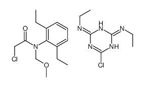 2-chloro-N-(2,6-diethylphenyl)-N-(methoxymethyl)acetamide,6-chloro-2-N,4-N-diethyl-1,3,5-triazine-2,4-diamine Structure