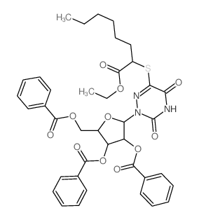 ethyl 2-[[2-[3,4-dibenzoyloxy-5-(benzoyloxymethyl)oxolan-2-yl]-3,5-dioxo-1,2,4-triazin-6-yl]sulfanyl]octanoate Structure