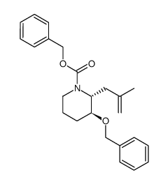 (2R,3S)-3-benzyloxy-1-benzyloxycarbonyl-2-(2-methylprop-2-en-1-yl)piperidine结构式