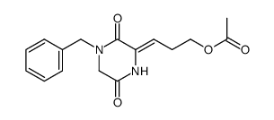 1-benzyl-3-(3-acetoxy)propylidene-piperazine-2,5-dione Structure