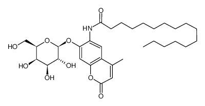 4-甲基-6-十六酰氨基香豆素-β-D-吡喃半乳糖苷结构式
