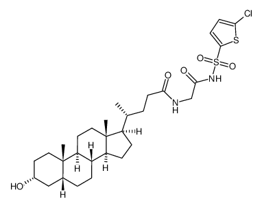 (R)-4-((3R,5R,8R,9S,10S,13R,14S,17R)-3-hydroxy-10,13-dimethyl-hexadecahydro-cyclopenta[a]phenanthren-17-yl)-pentanoic acid [2-(5-chloro-thiophene-2-sulfonylamino)-2-oxo-ethyl]-amide Structure