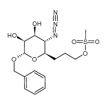 3-((2R,3S,4S,5S,6S)-3-azido-6-(benzyloxy)-tetrahydro-4,5-dihydroxy-2H-pyran-2-yl)propyl methanesulfonate Structure