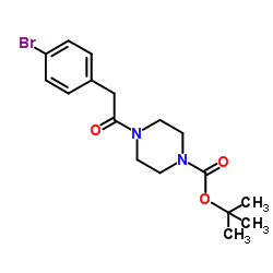 叔-丁基 4-(2-(4-溴苯基)乙酰基)哌嗪-1-羧酸酯结构式